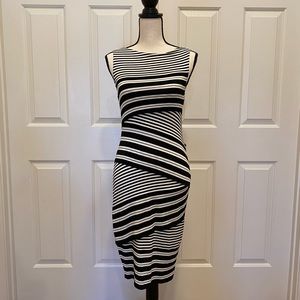 Bailey 44 - NWT black and ivory knit striped bodycon dress size small.